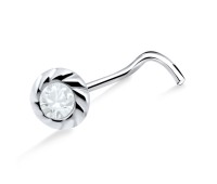 Twisted Stone Silver Curved Nose Stud NSKB-691